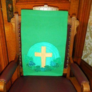 Hand Crafted "Cross  with Leaves at it Base" Top Has Spot to Hang with Hanger